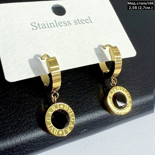 Сережки мед.сталь14К 10734 (2.7см)